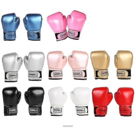 Gants de boxe pour enfants et adolescents (3-10 ans) - Sac de frappe, kickboxing, muay thaï, MMA, sparring - Blanc (1/5)