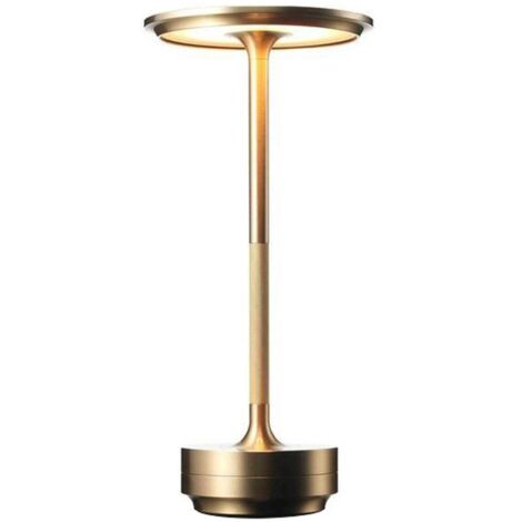 Lampe de table rechargeable sans fil, étanche, à intensité variable, commande tactile à 4 niveaux de luminosité, couleur or (1/3)