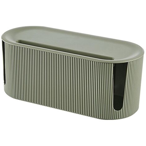 Boîte de rangement pour câbles avec couvercle, idéale pour dissimuler les multiprises et les cordons (vert). (1/4)