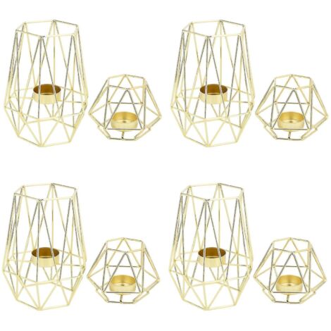 porte-bougies chauffe-plat géométriques en métal doré pour la décoration du salon et de la salle de bain (1/3)