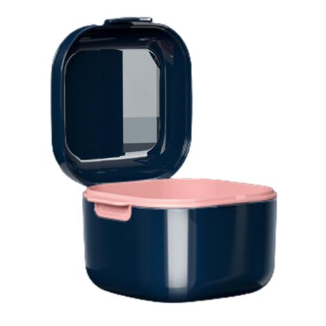 Boîte de rangement pour prothèses dentaires avec filtre, récipient de rangement et de nettoyage pour fausses dents, bleu saphir (1/5)