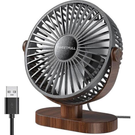 Ventilateur de bureau USB en bois de 16,3 cm (6,4 pouces), 3 vitesses, silencieux et portable, mini ventilateur personnel pour la maison (1/5)