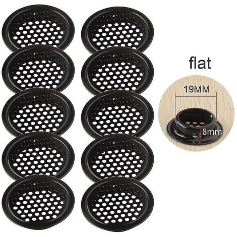 Lot de 10 grilles d'aération circulaires noires de 19 à 53 mm pour soffite, en acier inoxydable plat. (1/5)