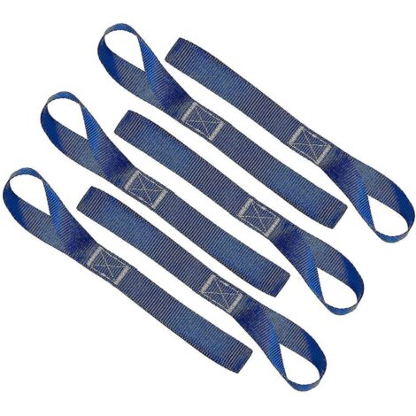 Sangles d'arrimage souples à boucle - Capacité de charge de 1 500 kg - Lot de 6 - Boucles pour motos tout-terrain, bleues (1/5)