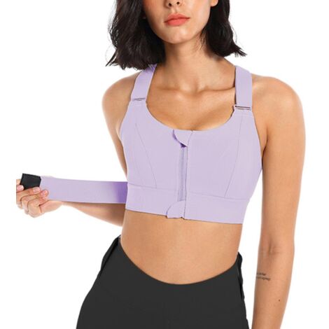 Soutien-gorge de sport grande taille pour femme, antichoc, à absorption rapide de la transpiration, idéal pour le vélo et la course à pied - XL - Violet (1/5)