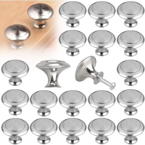 Lot de 40/20 poignées de porte de placard robustes en nickel brossé, poignées rondes pour tiroir de salle de bain - yyc20 (1/5)