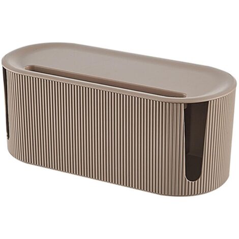 Boîte de rangement pour câbles avec couvercle, idéale pour dissimuler les multiprises et leurs cordons. Thé au lait. (1/5)
