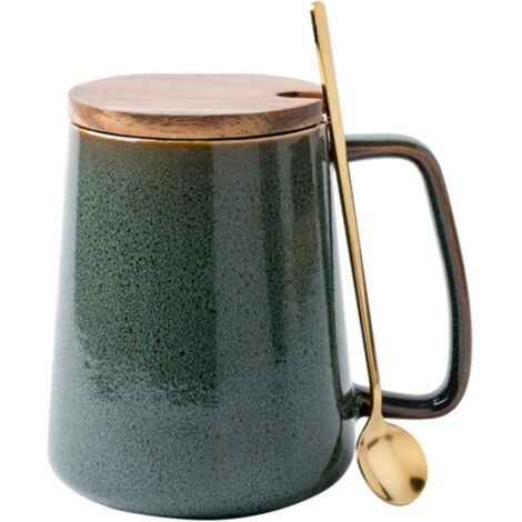 Mug extra large en céramique de 710 ml (24 oz) avec grande anse, tasse géante pour le thé et le café, idéale pour le bureau et la maison, compatible lave-vaisselle et micro-ondes, avec cuillère et tas (1/5)