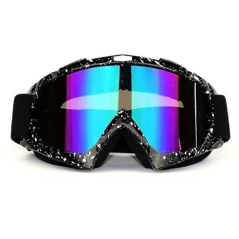 Lunettes de moto, lunettes de motocross, lunettes de moto tout-terrain, lunettes de protection, coupe-vent, anti-sable, imperméables, anti-buée, monture noire à points blancs (1/3)