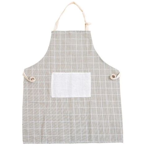 Tablier de cuisine en coton et lin pour femme adulte, accessoire de cuisine à carreaux (1 pièce) (1/5)