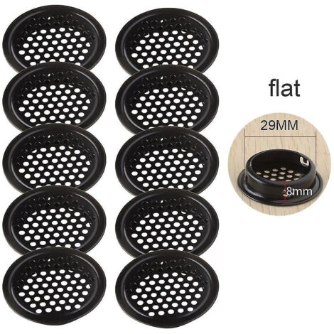 Lot de 10 grilles d'aération circulaires noires pour soffite, en acier inoxydable, 19-53 mm, 29 mm, plates (1/5)