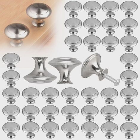 Lot de 40/20 poignées de porte de placard robustes en nickel brossé, poignées rondes pour tiroir de salle de bain - yyc40 (1/5)