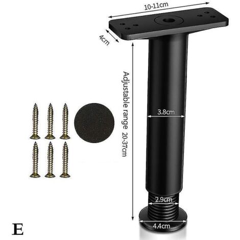 Pied de support télescopique pour cadre de lit en bois non massif, barre de support inférieure pour étagère - Longueur : 20 à 37 cm - Noir (1/5)
