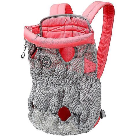 Sac de transport pour animaux de compagnie grande capacité (jusqu'à 10 kg), sac à dos confortable et ajustable (bleu) - L-rose (1/5)