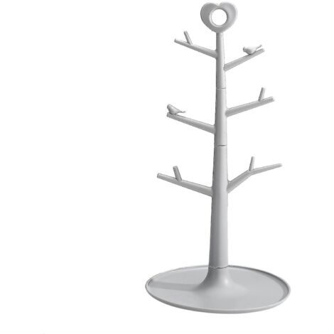 Égouttoir à tasses à café, porte-mugs, étagère de cuisine en forme d'arbre, en plastique PP, détachable et portable, rangement pour la maison, gris (1/5)