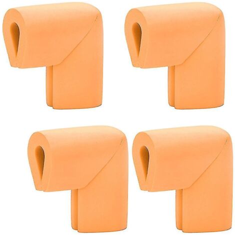 Lot de 4 protections d'angle en caoutchouc souple, anti-collision, pour la sécurité des enfants (orange). (1/5)