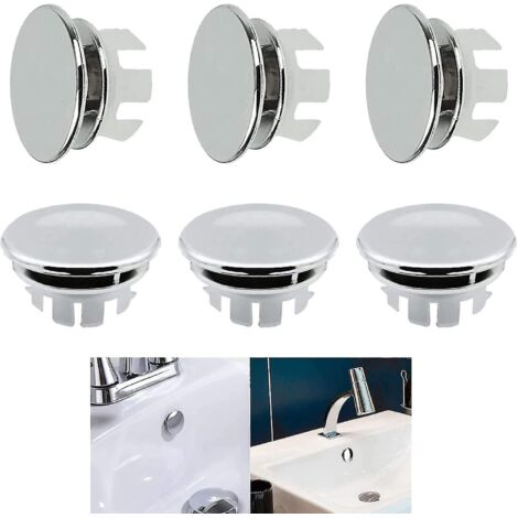 Couvercle de trop-plein Betterlifefg-sink, anneau de trop-plein de rechange pour évier de cuisine ou de salle de bain, trou rond, 6 pièces de rechange à insérer correctement (1/5)