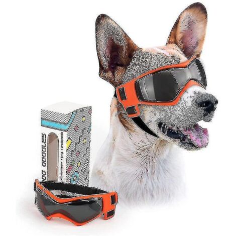 Lunettes pour chien de petite race, faciles à enfiler, protection UV/vent/poussière/buée réglable, rouges (1/5)