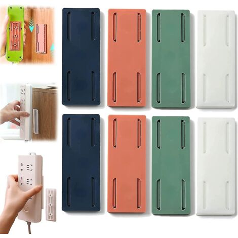 Lot de 8 supports adhésifs pour multiprises, fixations et protections contre les surtensions. (1/5)
