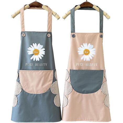 Tablier de cuisine pour femme, lot de 2 tabliers avec poche, imperméables, pour homme et femme, pour la maison, le restaurant, le bar, les loisirs créatifs, le jardinage, le barbecue, le café et l'éco (1/5)