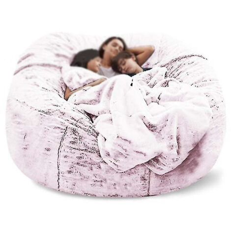 Pouf Lazy Sofa en fausse fourrure - 135 cm x 65 cm - Rouge neige (1/5)