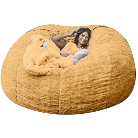 Pouf Lazy Sofa en fausse fourrure - 150 cm x 75 cm - jaune (1/5)