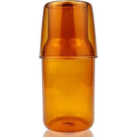 Carafe à eau de chevet avec gobelet en verre, flacon de bain de bouche en verre pour salle de bain, table de nuit (1/5)