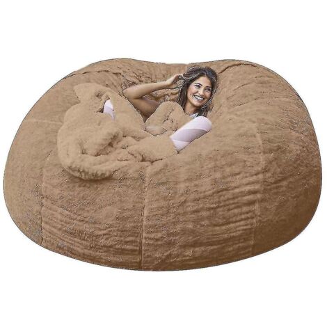 Pouf Lazy Sofa en fausse fourrure - 135 cm x 65 cm - kaki (1/5)