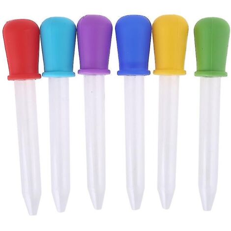 Lot de 6 pipettes compte-gouttes en silicone et plastique pour transfert de liquide (1/5)