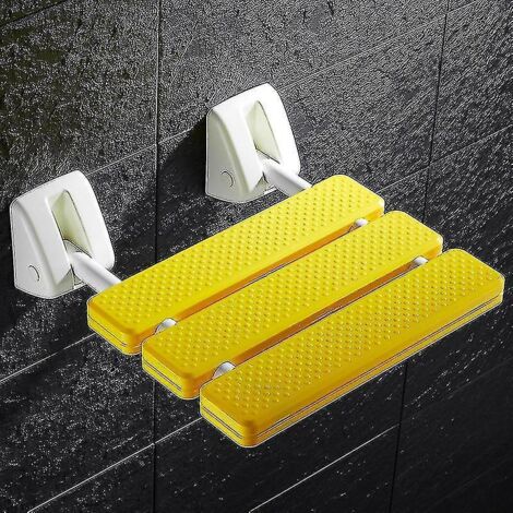 Siège de douche mural pliable, chaise de douche relaxante murale, banc de spa à assise solide, jaune (1/5)