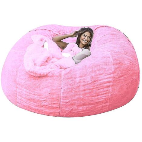 Pouf Lazy Sofa en fausse fourrure rose - 135 cm x 65 cm (1/5)