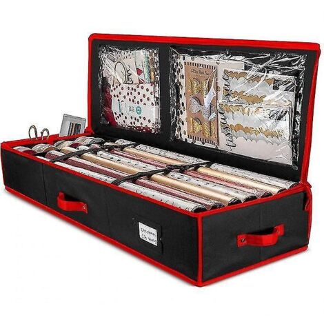Organisateur de papier cadeau haut de gamme, boîte de rangement pour papier cadeau et accessoires de fête (1/3)