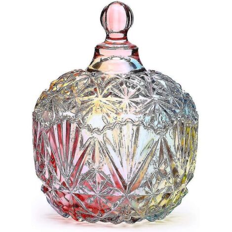 bocal de rangement en verre coloré avec couvercle, boîte à bonbons, boîte à biscuits, boîte à bijoux, bocal de buffet, récipient à biscuits (750 ml / 26 oz) (1/4)