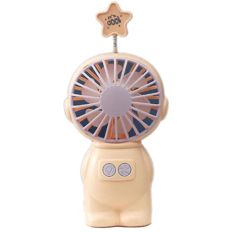 Ventilateur portable portable rechargeable par USB, mini ventilateur 3 vitesses avec lumière rose (1/3)
