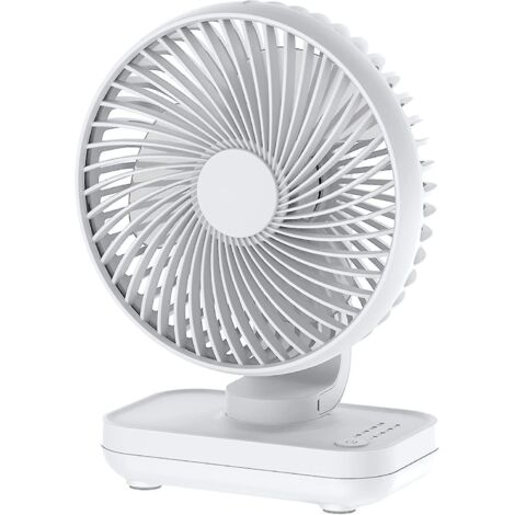 Ventilateur de bureau silencieux, batterie rechargeable USB 4000 mAh, ventilateur de table portable à 4 vitesses (blanc) (1/5)