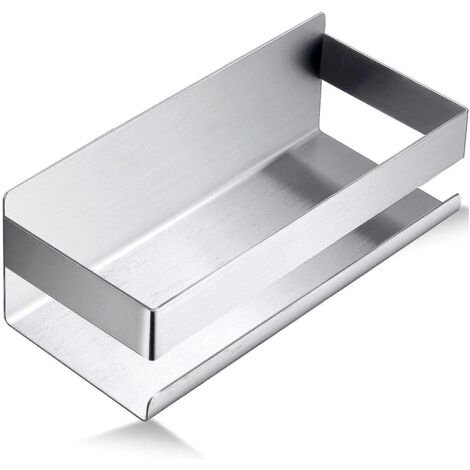 Étagère de salle de bain adhésive, organisateur de douche, panier de douche en acier inoxydable, porte-shampoing argenté (1/5)