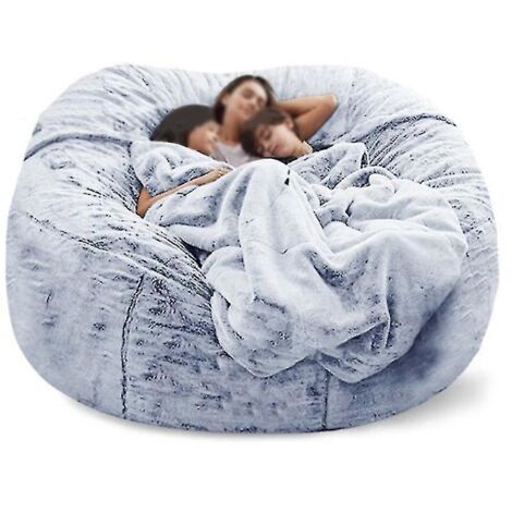 Pouf Lazy Sofa en fausse fourrure - 135 cm x 65 cm - Bleu neige (1/5)