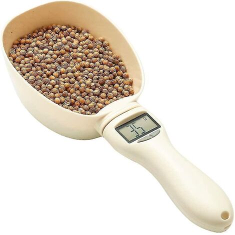 Tasse doseuse pour aliments pour animaux, cuillère doseuse détachable pour croquettes de chat, balance numérique avec écran LCD (1/5)