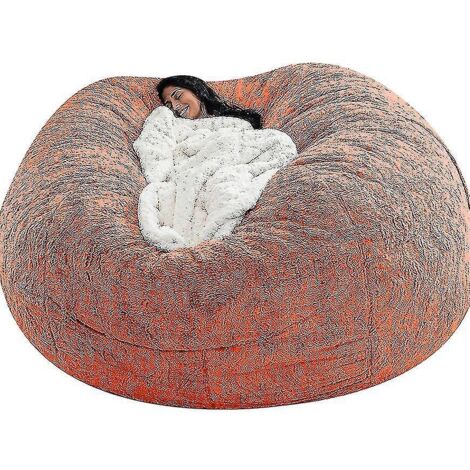 Pouf Lazy Sofa en fausse fourrure - 135 cm x 65 cm - orange (1/5)