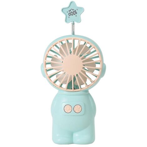 Ventilateur portable portable rechargeable par USB, mini ventilateur 3 vitesses avec lumière bleue (1/4)