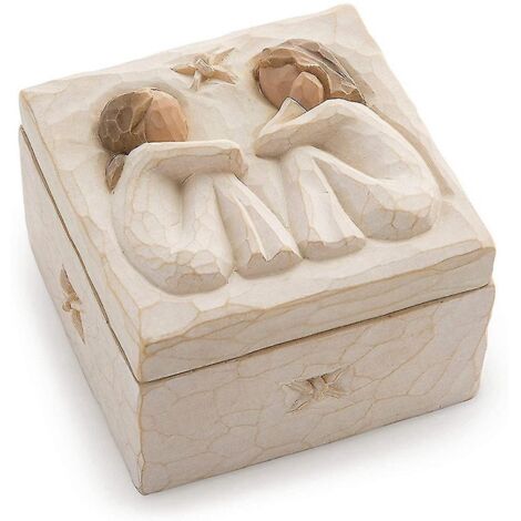 Boîte à souvenirs sculptée et peinte à la main. À l'intérieur du fond de la boîte, un message d'amour et d'amitié se révèle. (1/5)