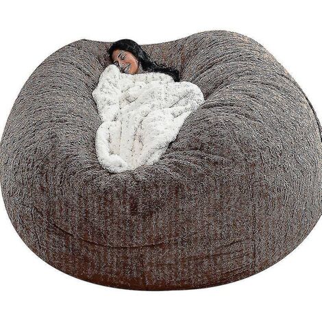 Pouf Lazy Sofa en fausse fourrure - 135 cm x 65 cm - marron (1/5)