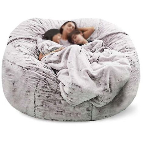 Pouf Lazy Sofa en fausse fourrure - 150 cm x 75 cm - Marron neige (1/5)