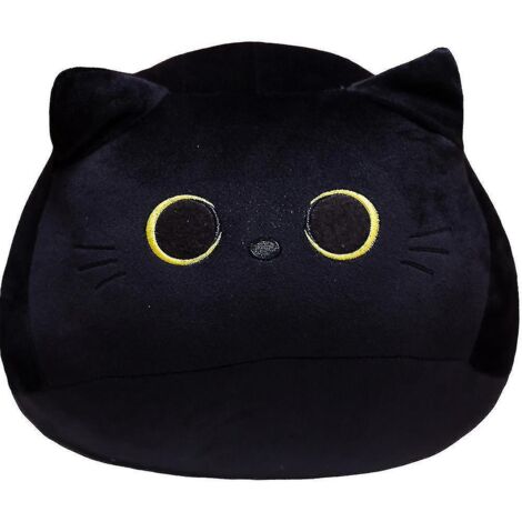Peluche Chat Noir, Animal en Peluche Chat Noir, Coussin Peluche Chat Noir Mignon, Coussin de Soutien Lombaire en Peluche Chat en Forme de Chat 3D Doux - 55 cm (1/5)