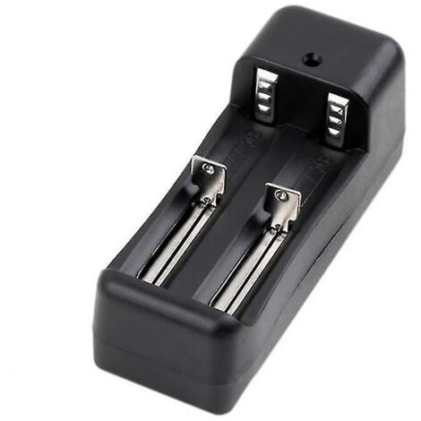 Chargeur universel pour batteries 18650 (1 ou 2 emplacements), adaptateur 3,7 V 500 mA avec circuit intégré d'arrêt intelligent et prise UE/US. Compatible avec les batteries rechargeables 18650US. (1/5)