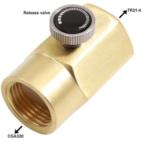 Adaptateur en laiton pour bouteille de soda domestique, adaptateur de remplissage de cylindre de CO2, connecteur de valve de remplissage de CO2, bouteille de remplissage TR21-4 vers CGA320 (1/5)
