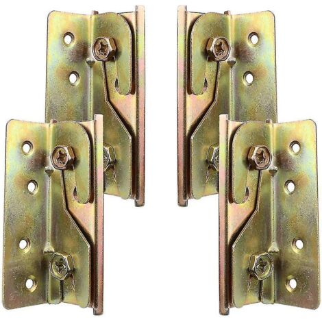 Ensemble de 4 supports de fixation pour rails de lit sans mortaise, robustes et résistants à la rouille, avec vis. (1/5)