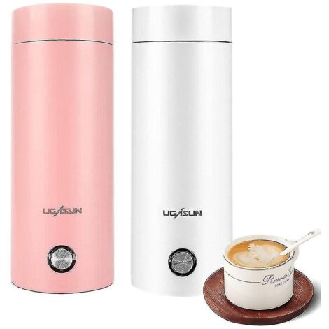Bouilloire électrique portable 400 ml, tasse isotherme, chauffe-eau, thé, café, voyage, prise UE, blanche (1/5)