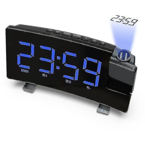 Réveil à projection, radio-réveil numérique à double alarme sonore, bleu (1/5)