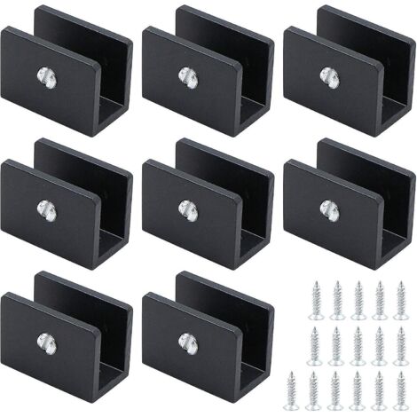 Supports pour étagères en verre (lot de 8), utilisables dans la cuisine, la salle de bain et le salon. Pinces de fixation réglables pour étagères en verre. (1/4)